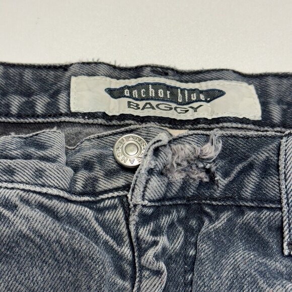Vintage Anchor Blue Baggy Jeans Mens 32x43 Distressed Patchwork Y2K Skate - Picture 6 of 16